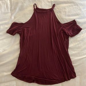 Stretchy Cold-Shoulder Halter Top
